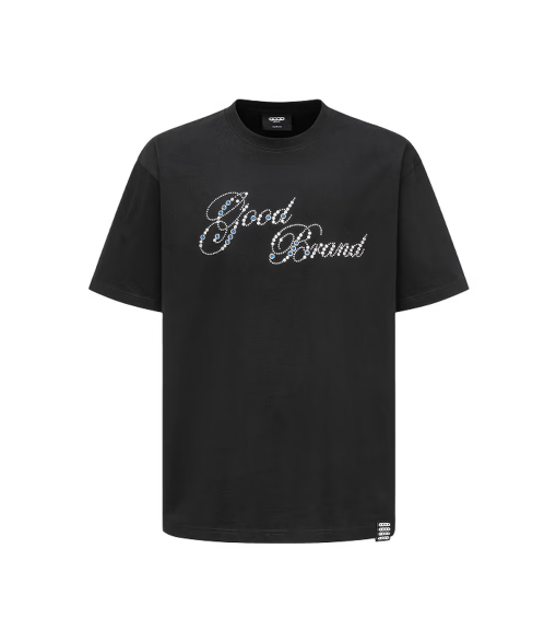 GBGOODBRAND 2025SS GOOD花体烫片小花轻奢时尚高级感短袖 男女 黑色 * XL